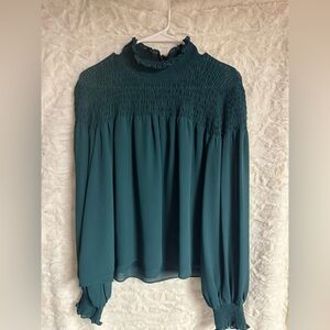 Karlie Elegant Teal Smocked Women's Top